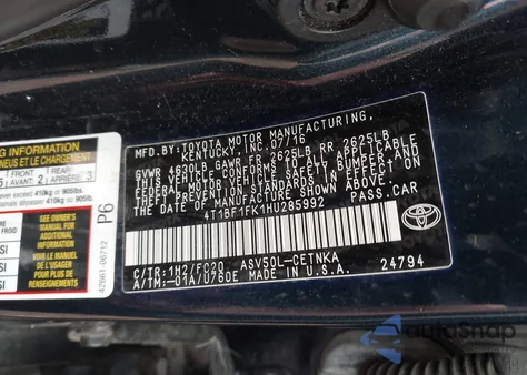 2017 Toyota Camry Le from USA, damaged, VIN 4T1BF1FK1HU285992